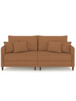 Sofá 3 Lugares Living 212cm Pé Madeira Zoe Linho Terracota Z08 - Mpozenato