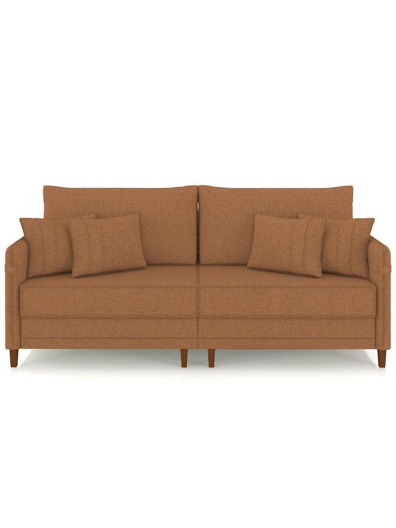Sofá 3 Lugares Living 212cm Pé Madeira Zoe Linho Terracota Z08 - Mpozenato