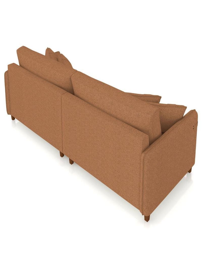 Sofá 3 Lugares Living 212cm Pé Madeira Zoe Linho Terracota Z08 - Mpozenato