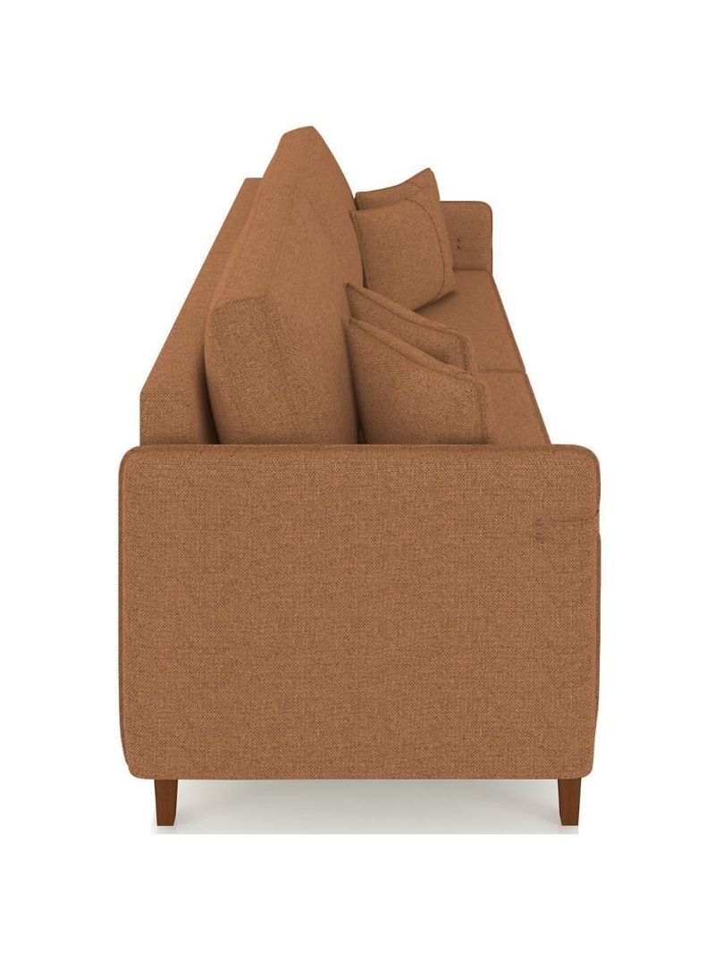 Sofá 3 Lugares Living 212cm Pé Madeira Zoe Linho Terracota Z08 - Mpozenato