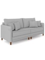Sofá 3 Lugares Living 192cm Pé Madeira Zoe Boucle Cinza Z08 - Mpozenato