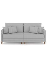Sofá 3 Lugares Living 192cm Pé Madeira Zoe Boucle Cinza Z08 - Mpozenato