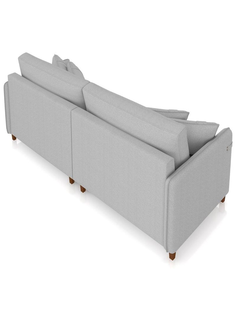 Sofá 3 Lugares Living 192cm Pé Madeira Zoe Boucle Cinza Z08 - Mpozenato