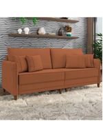 Sofá 3 Lugares Living 212cm Pé Madeira Zoe Boucle Terracota Z08 - Mpozenato