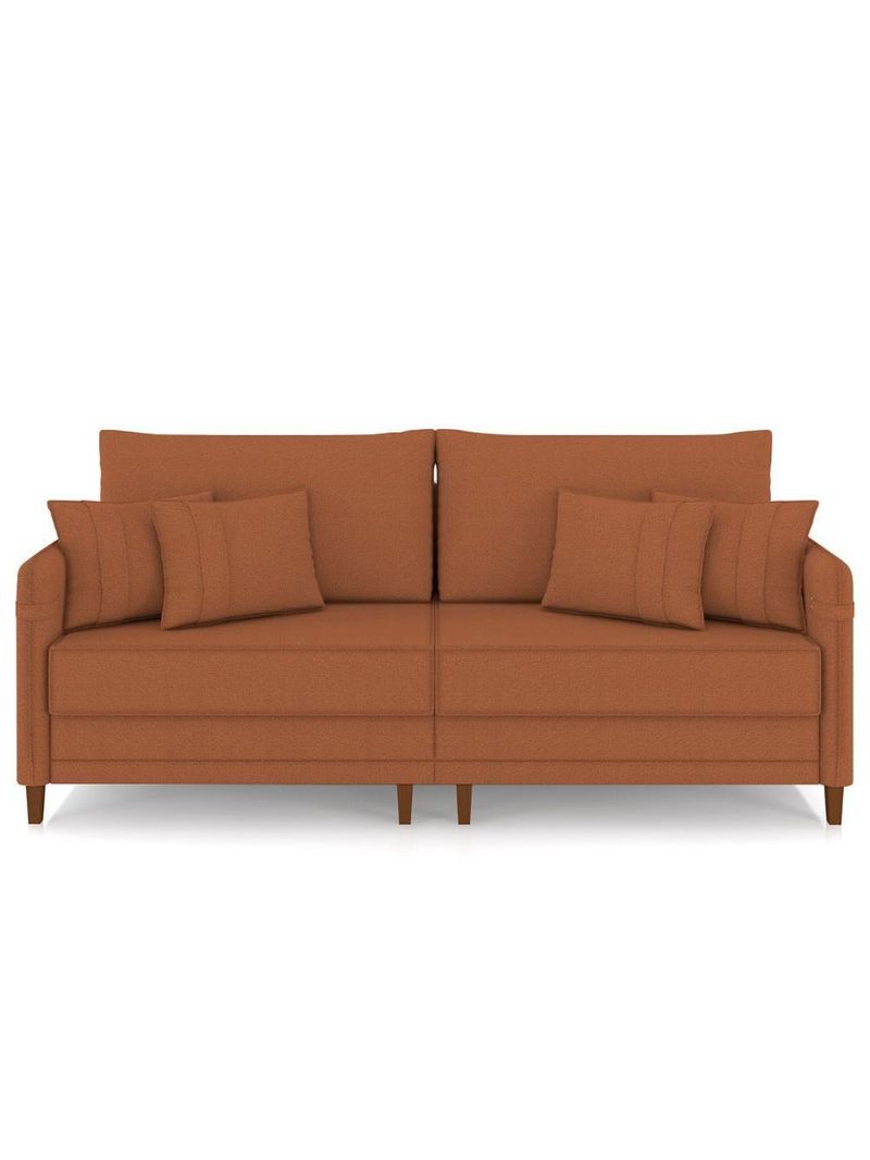 Sofá 3 Lugares Living 212cm Pé Madeira Zoe Boucle Terracota Z08 - Mpozenato