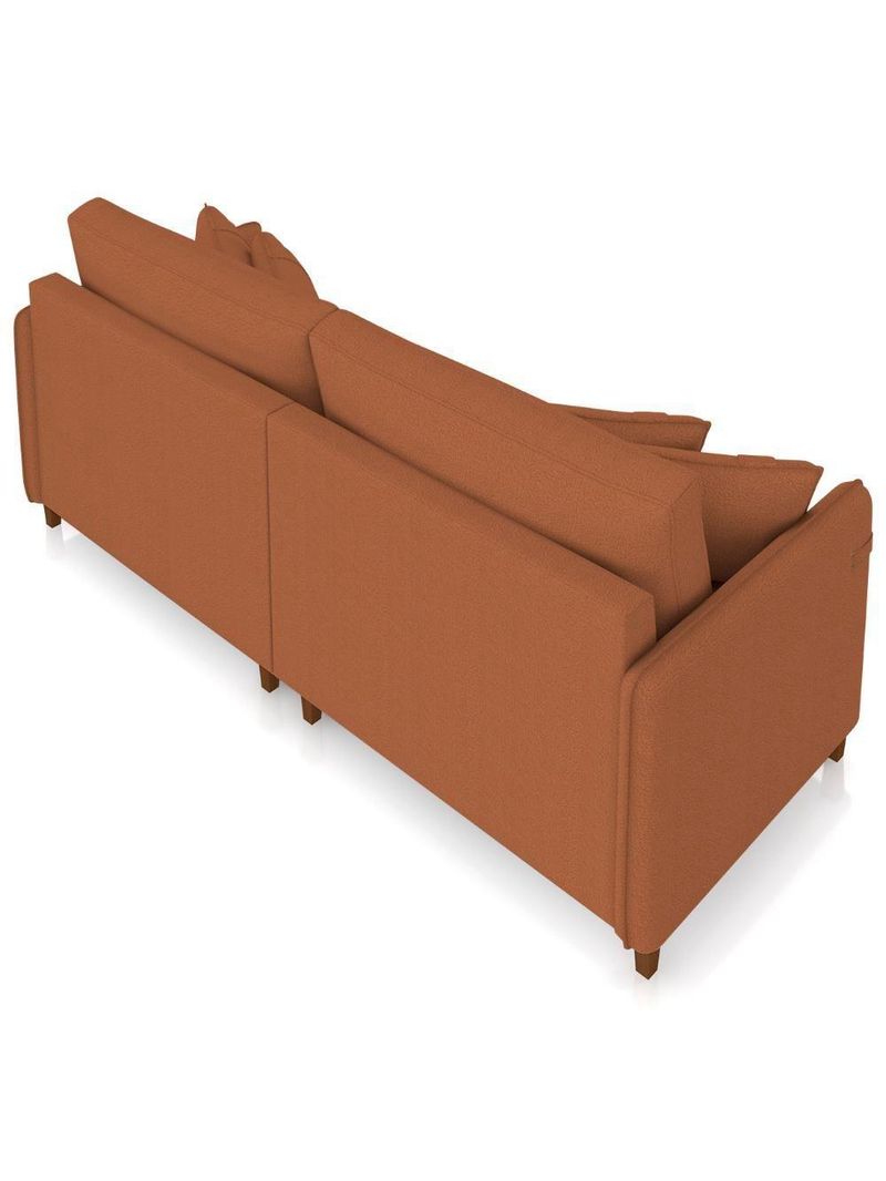 Sofá 3 Lugares Living 212cm Pé Madeira Zoe Boucle Terracota Z08 - Mpozenato