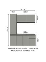 Armário de cozinha compacta suspenso 160cm cinza nice madesa 02