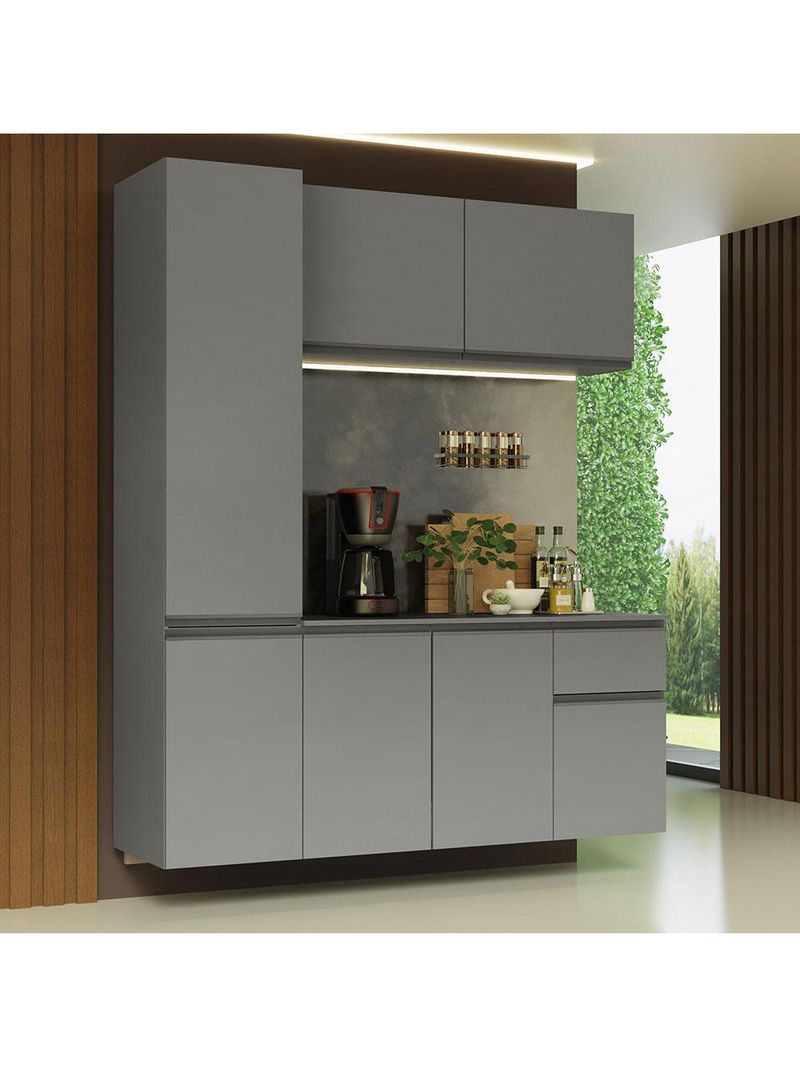 Armário de cozinha compacta suspenso 160cm cinza nice madesa 02