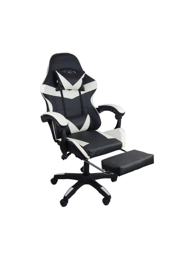 Cadeira Gamer Stillus Ergonômica Com Apoio Para Os Pés Preto E Branco