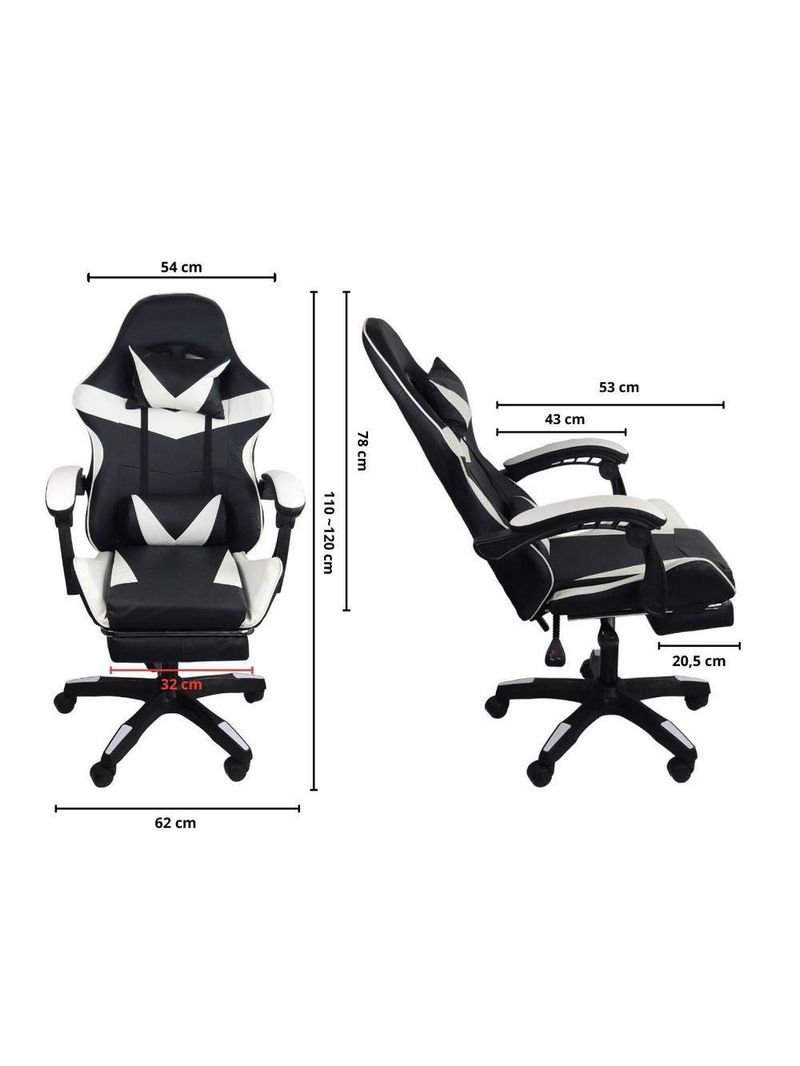Cadeira Gamer Stillus Ergonômica Com Apoio Para Os Pés Preto E Branco