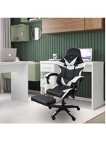 Cadeira Gamer Stillus Ergonômica Com Apoio Para Os Pés Preto E Branco