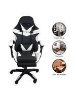 Cadeira Gamer Stillus Ergonômica Com Apoio Para Os Pés Preto E Branco