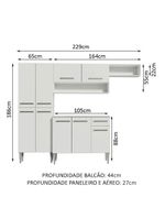 Armário de cozinha compacta branco emilly top madesa
