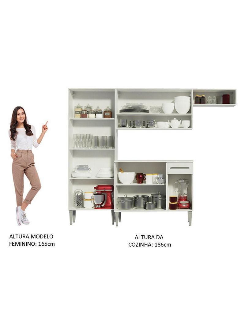 Armário de cozinha compacta branco emilly top madesa