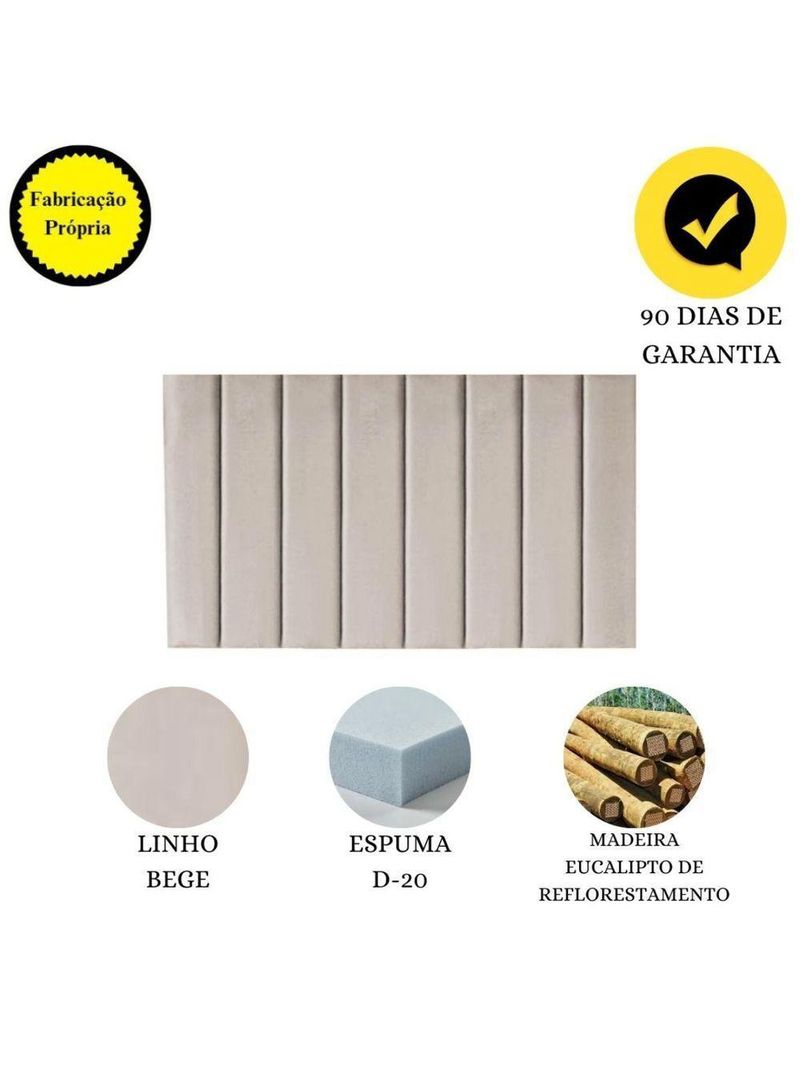 Painel Cabeceira Box Queen Estofada Parede Linho Bege Carla