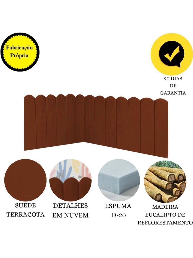 Cabeceira Painel Cama Solteiro Box Nuvem Suede Sandy 90 Cm :terracota