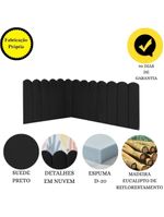 Cabeceira Painel Cama Solteiro Box Nuvem Suede Sandy 90 Cm :preto