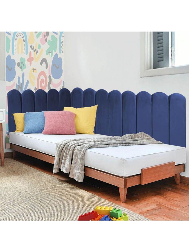 Cabeceira Painel Cama Queen Box Nuvem Suede Sandy 160 Cm Cor:azul