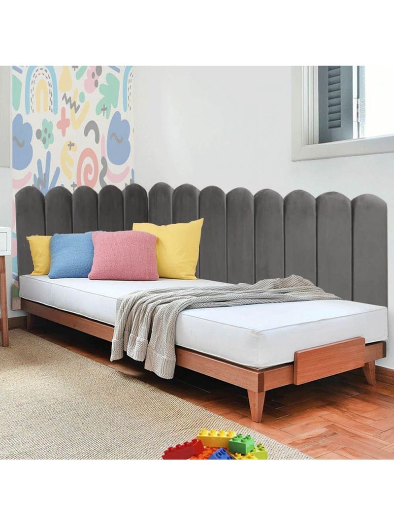 Cabeceira Painel Cama Solteiro Box Nuvem Suede Sandy 90 Cm :cinza Escuro