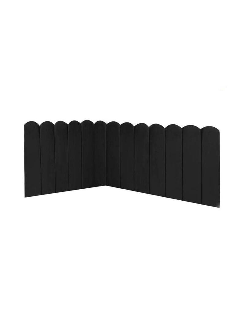 Cabeceira Painel Cama King Box Nuvem Suede Sandy 195 Cm Cor:preto
