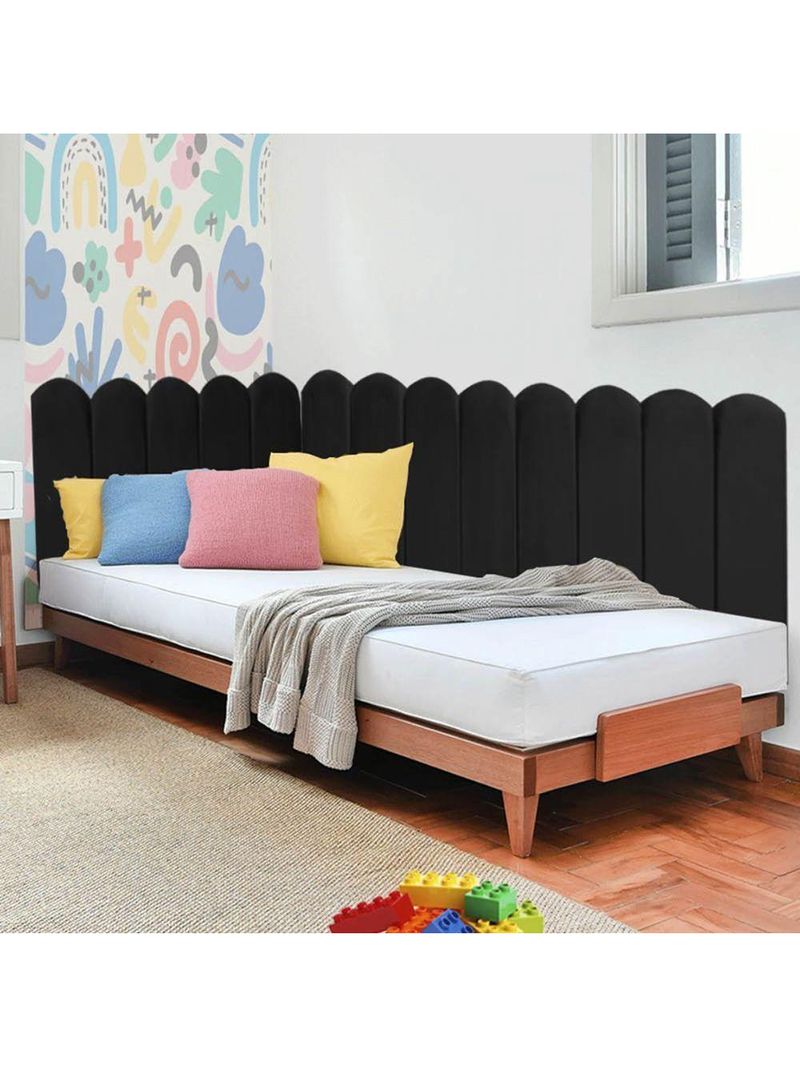 Cabeceira Painel Cama King Box Nuvem Suede Sandy 195 Cm Cor:preto
