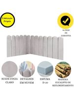 Cabeceira Painel Cama Queen Box Nuvem Suede Sandy 160 Cm Cor:cinza Claro