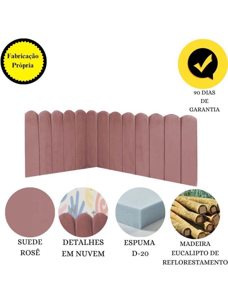 Cabeceira Painel Cama Queen Box Nuvem Suede Sandy 160 Cm Cor:rosê