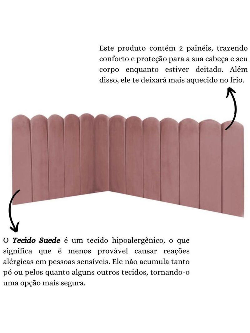Cabeceira Painel Cama Queen Box Nuvem Suede Sandy 160 Cm Cor:rosê