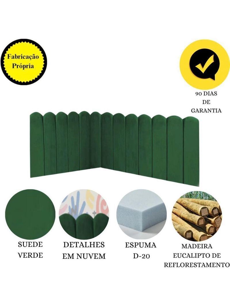 Cabeceira Painel Cama Queen Box Nuvem Suede Sandy 160 Cm Cor:verde