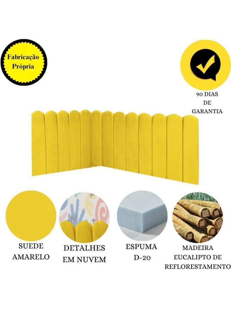 Cabeceira Painel Cama Queen Box Nuvem Suede Sandy 160 Cm Cor:amarelo