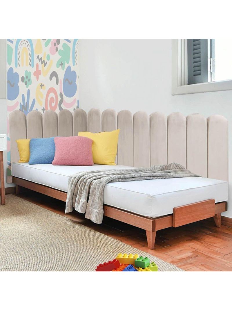 Cabeceira Painel Cama King Box Nuvem Suede Sandy 195 Cm Cor:bege