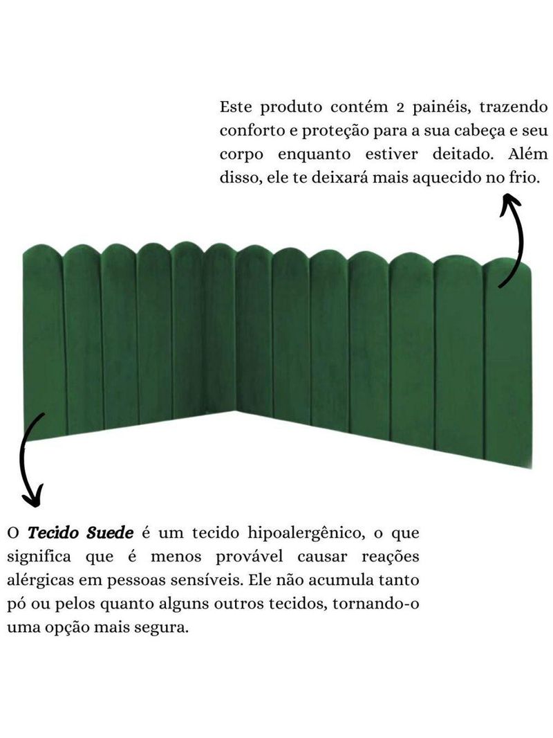 Cabeceira Painel Cama Casal Box Nuvem Suede Sandy 140 Cm Cor:verde