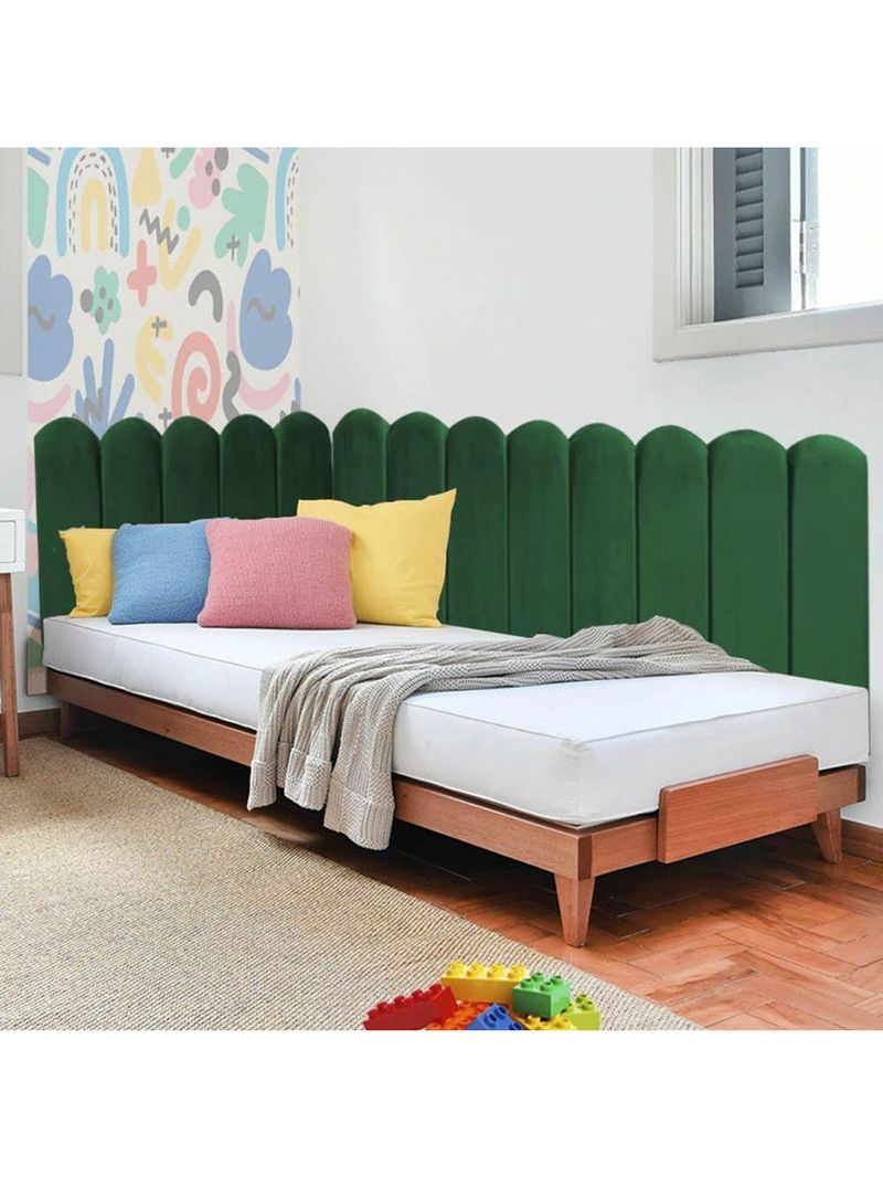Cabeceira Painel Cama Casal Box Nuvem Suede Sandy 140 Cm Cor:verde