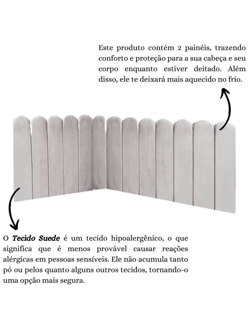Cabeceira Painel Cama King Box Nuvem Suede Sandy 195 Cm Cor:cinza Claro
