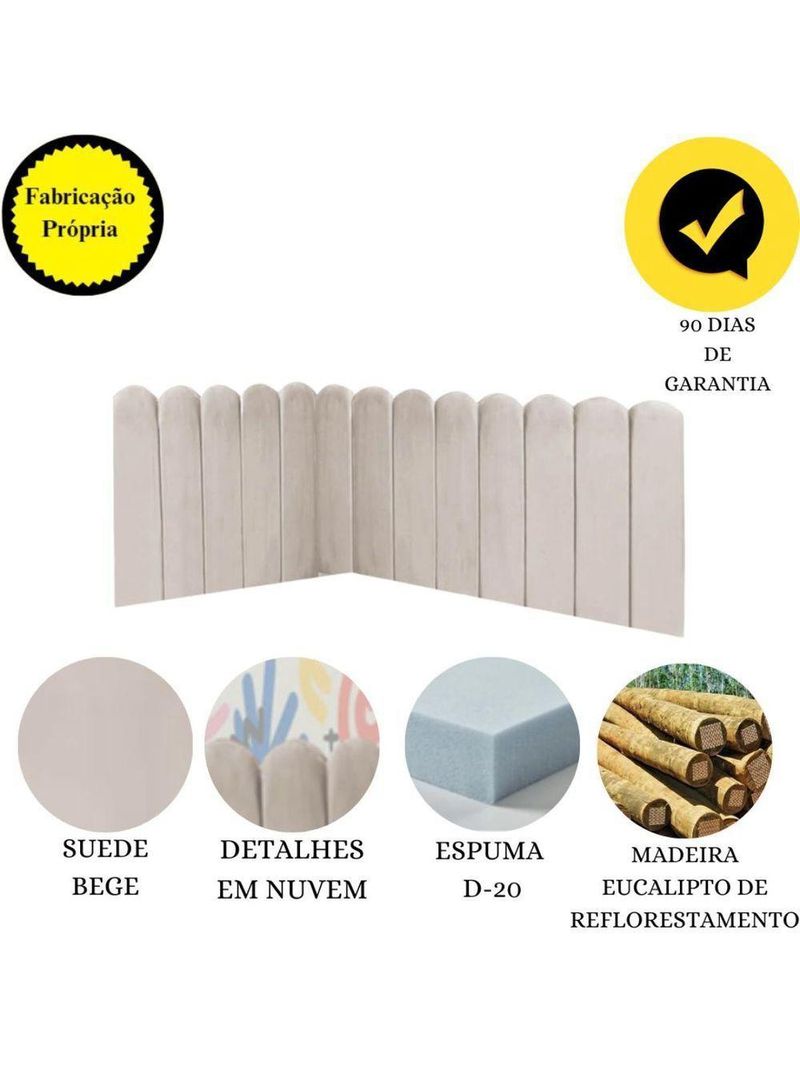 Cabeceira Painel Cama Queen Box Nuvem Suede Sandy 160 Cm Cor:bege