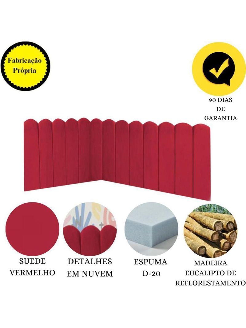 Cabeceira Painel Cama Queen Box Nuvem Suede Sandy 160 Cm Cor:vermelho