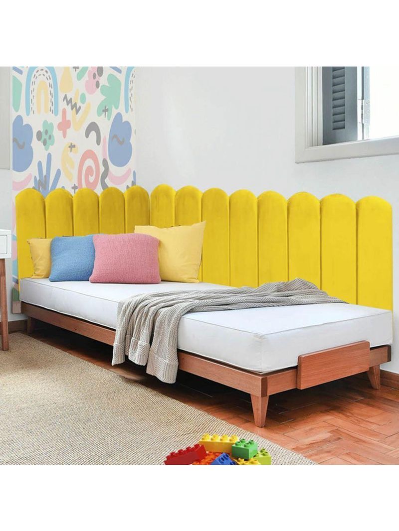 Cabeceira Painel Cama Solteiro Box Nuvem Suede Sandy 90 Cm :amarelo