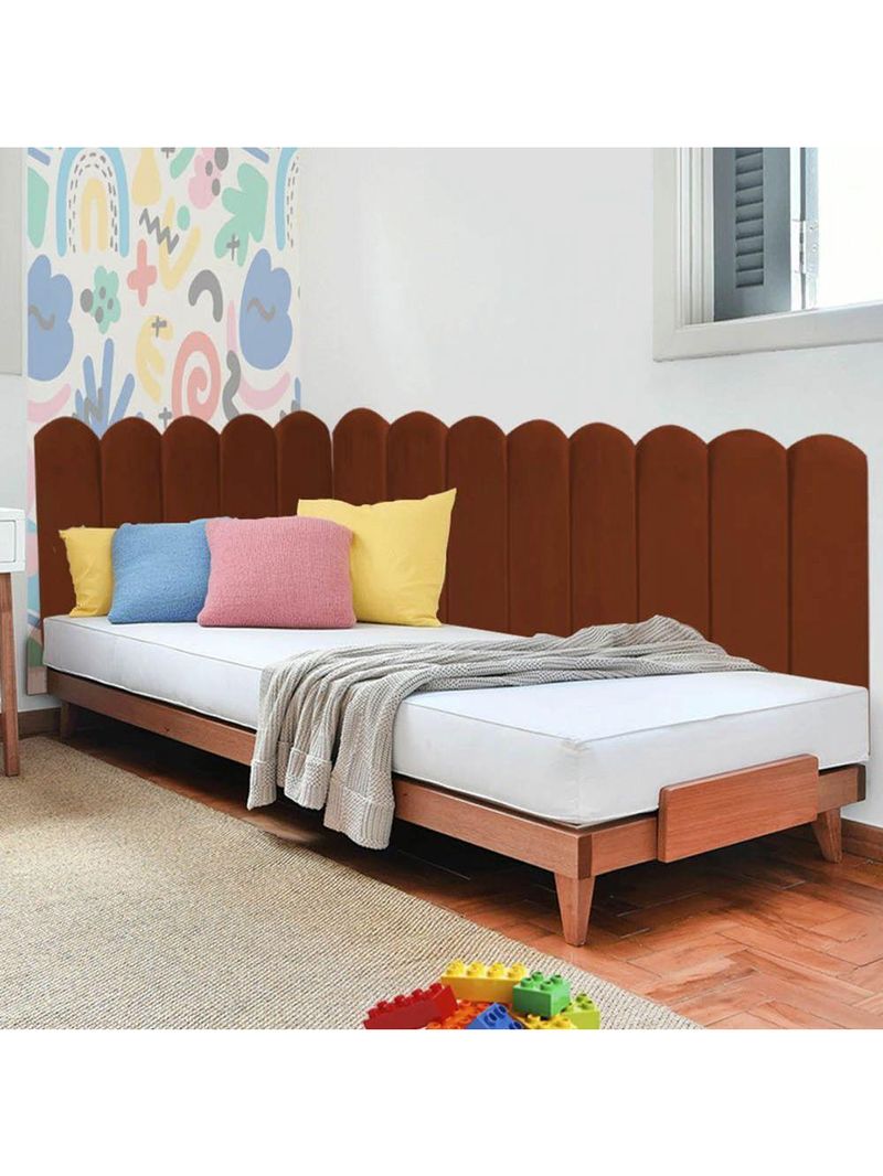 Cabeceira Painel Cama Casal Box Nuvem Suede Sandy 140 Cm Cor:terracota