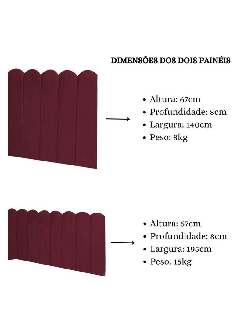 Cabeceira Painel Cama Casal Box Nuvem Suede Sandy 140 Cm :bordô