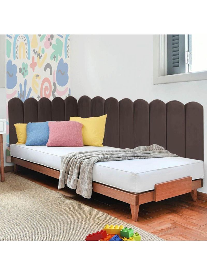 Cabeceira Painel Cama Solteiro Box Nuvem Suede Sandy 90 Cm :marrom