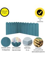 Cabeceira Painel Cama Solteiro Box Nuvem Suede Sandy 90 Cm :azul Turquesa