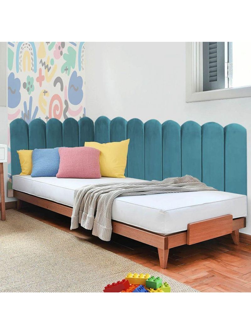 Cabeceira Painel Cama Solteiro Box Nuvem Suede Sandy 90 Cm :azul Turquesa