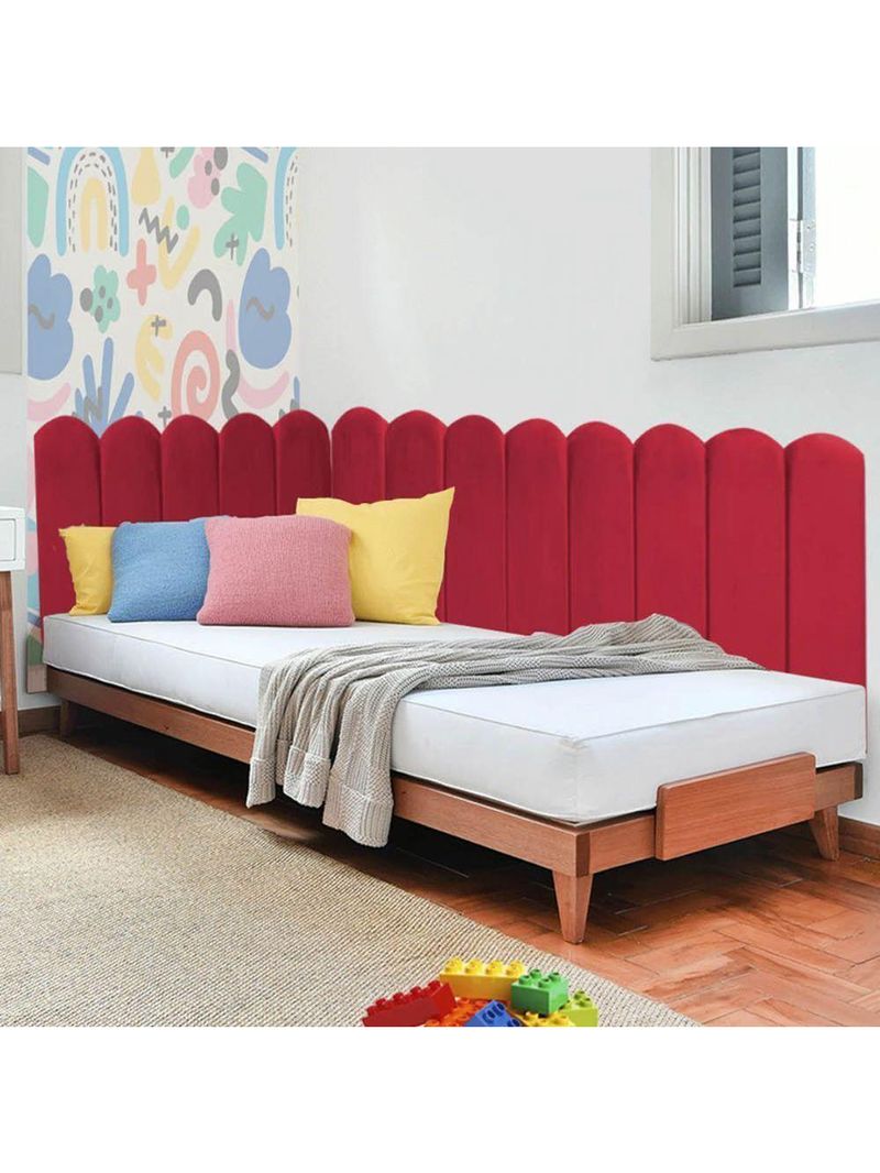 Cabeceira Painel Cama King Box Nuvem Suede Sandy 195 Cm Cor:vermelho