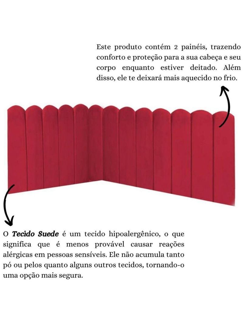 Cabeceira Painel Cama King Box Nuvem Suede Sandy 195 Cm Cor:vermelho