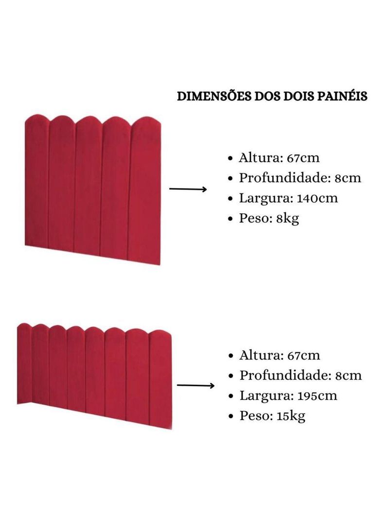 Cabeceira Painel Cama Casal Box Nuvem Suede Sandy 140 Cm Cor:vermelho