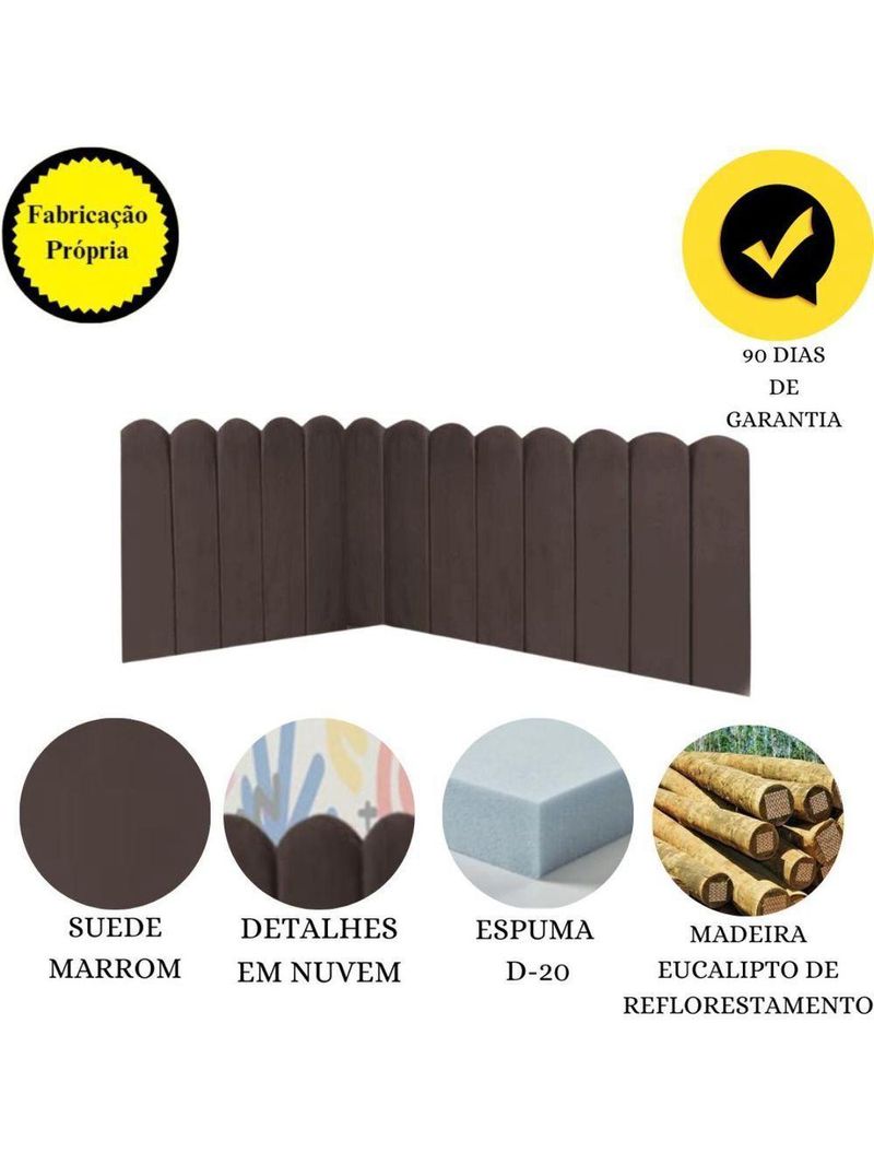 Cabeceira Painel Cama King Box Nuvem Suede Sandy 195 Cm Cor:marrom