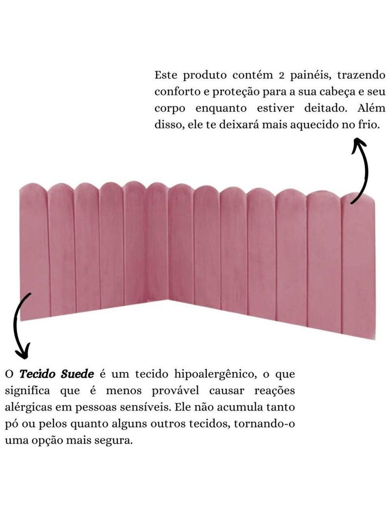 Cabeceira Painel Cama Casal Box Nuvem Suede Sandy 140 Cm Cor:rosa