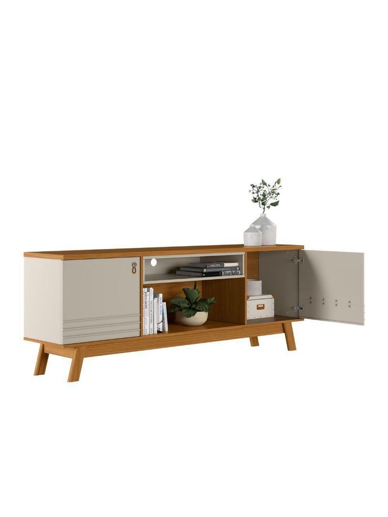 Rack Para Tv At? 75" 2 Portas Nature-off White Colorado Linea Brasil Ni