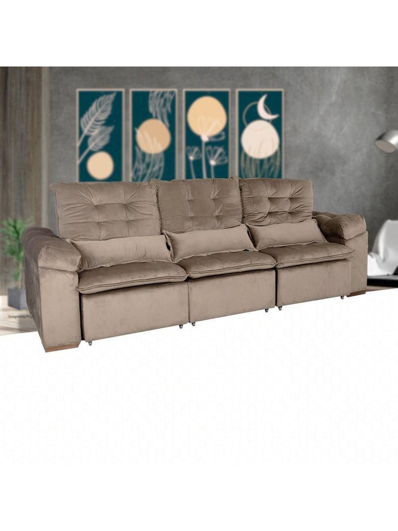 Sofá Retrátil-reclinável 3 Lugares Capuccino Podium Marquês Estofados