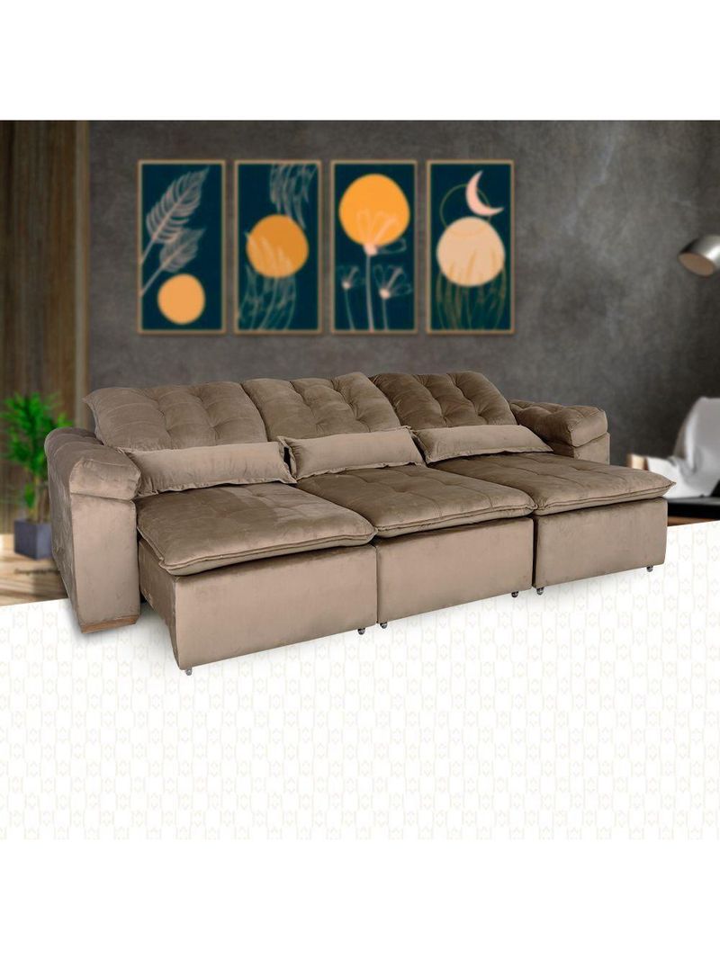 Sofá Retrátil-reclinável 3 Lugares Capuccino Podium Marquês Estofados